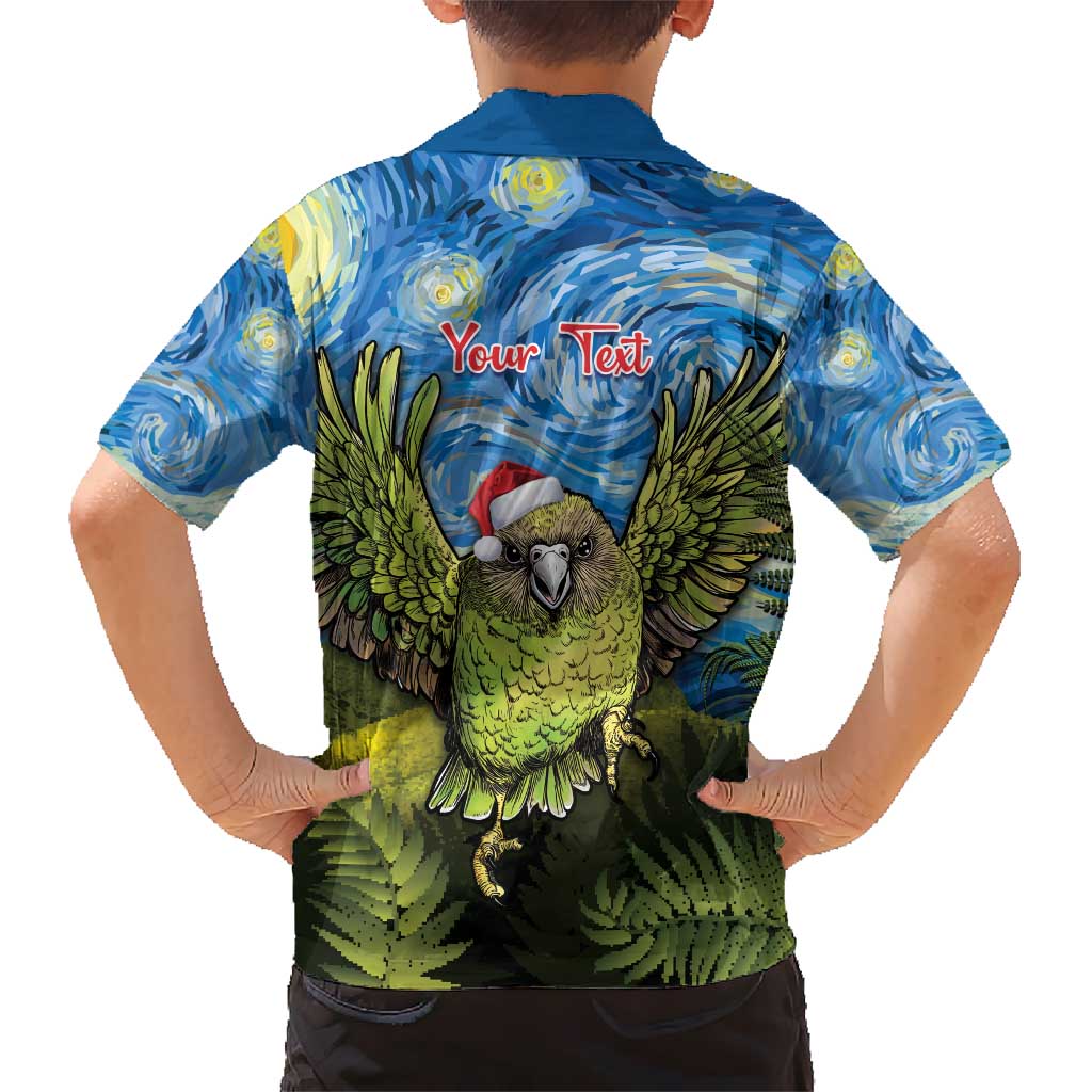 Personalised Jumping Kakapo Christmas Hawaiian Shirt New Zealand Fern - Starry Night Style - Vibe Hoodie Shop