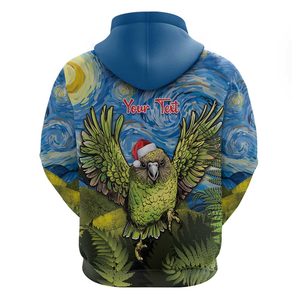 Personalised Jumping Kakapo Christmas Hoodie New Zealand Fern - Starry Night Style - Vibe Hoodie Shop