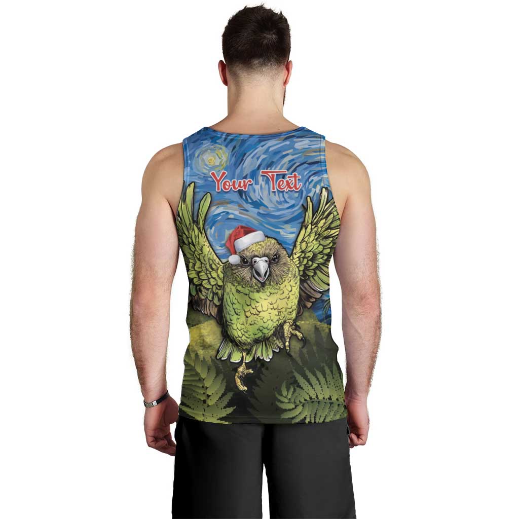 Personalised Jumping Kakapo Christmas Men Tank Top New Zealand Fern - Starry Night Style - Vibe Hoodie Shop