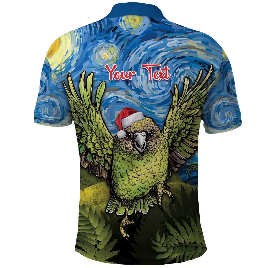 Personalised Jumping Kakapo Christmas Polo Shirt New Zealand Fern - Starry Night Style - Vibe Hoodie Shop