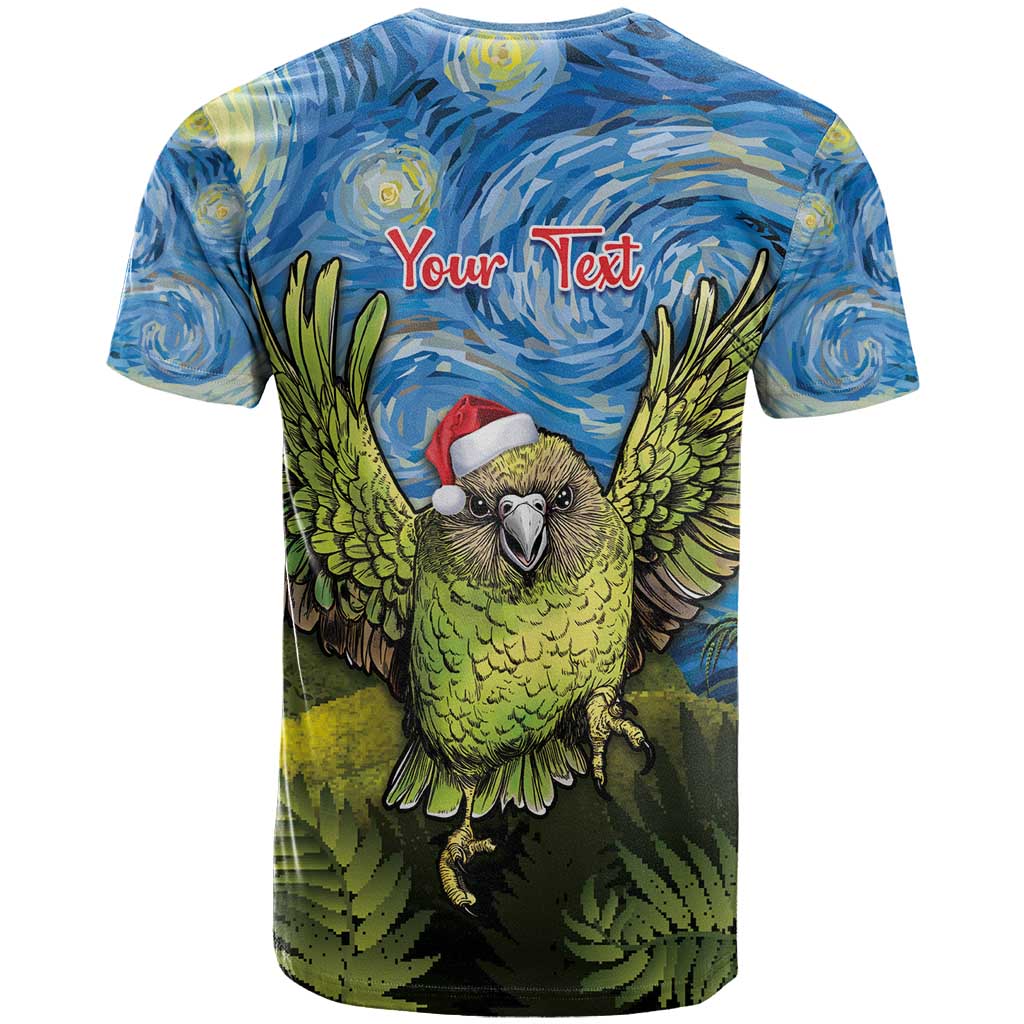 Personalised Jumping Kakapo Christmas T Shirt New Zealand Fern - Starry Night Style - Vibe Hoodie Shop