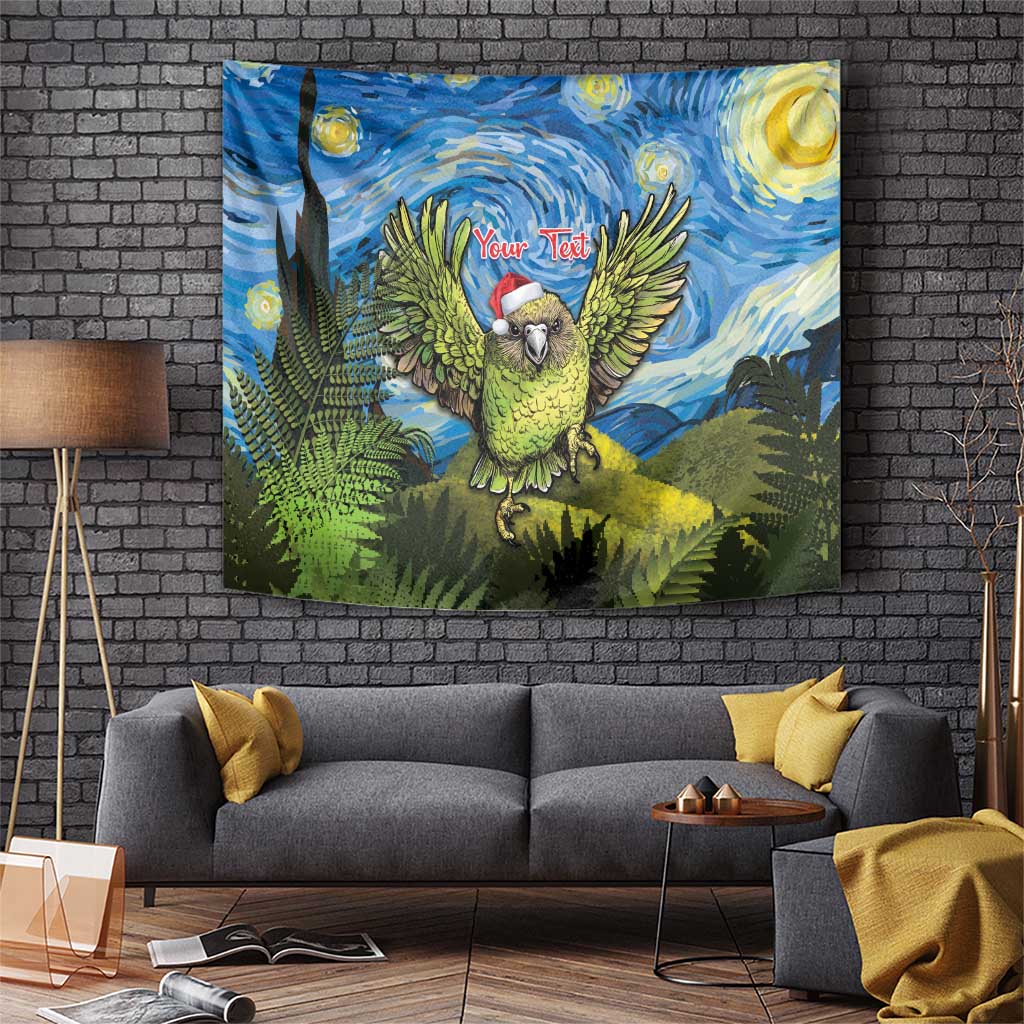 Personalised Jumping Kakapo Christmas Tapestry New Zealand Fern - Starry Night Style - Vibe Hoodie Shop