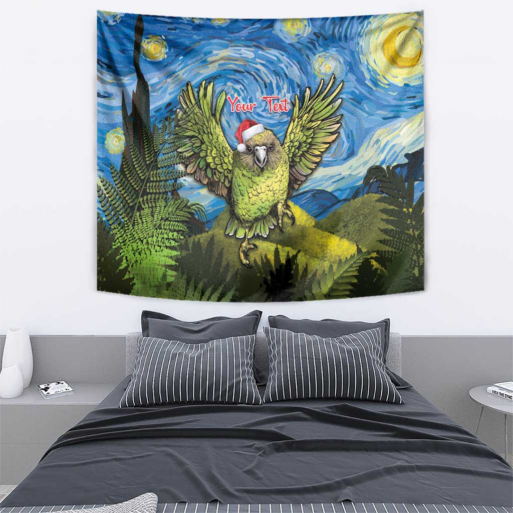 Personalised Jumping Kakapo Christmas Tapestry New Zealand Fern - Starry Night Style - Vibe Hoodie Shop