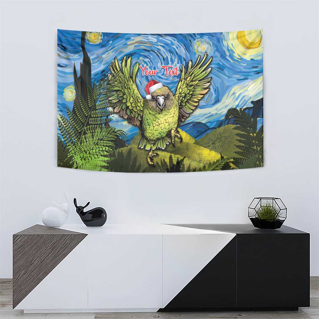 Personalised Jumping Kakapo Christmas Tapestry New Zealand Fern - Starry Night Style - Vibe Hoodie Shop