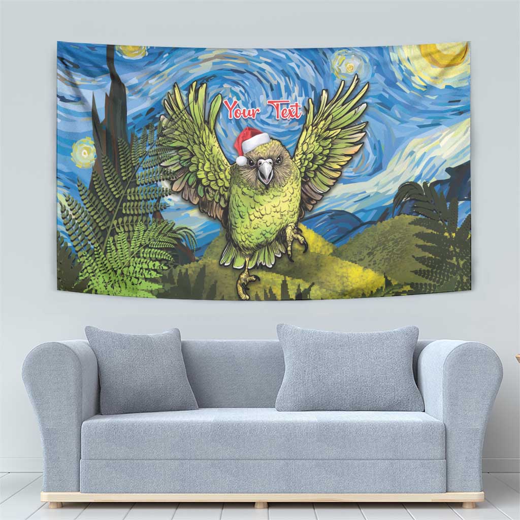 Personalised Jumping Kakapo Christmas Tapestry New Zealand Fern - Starry Night Style - Vibe Hoodie Shop