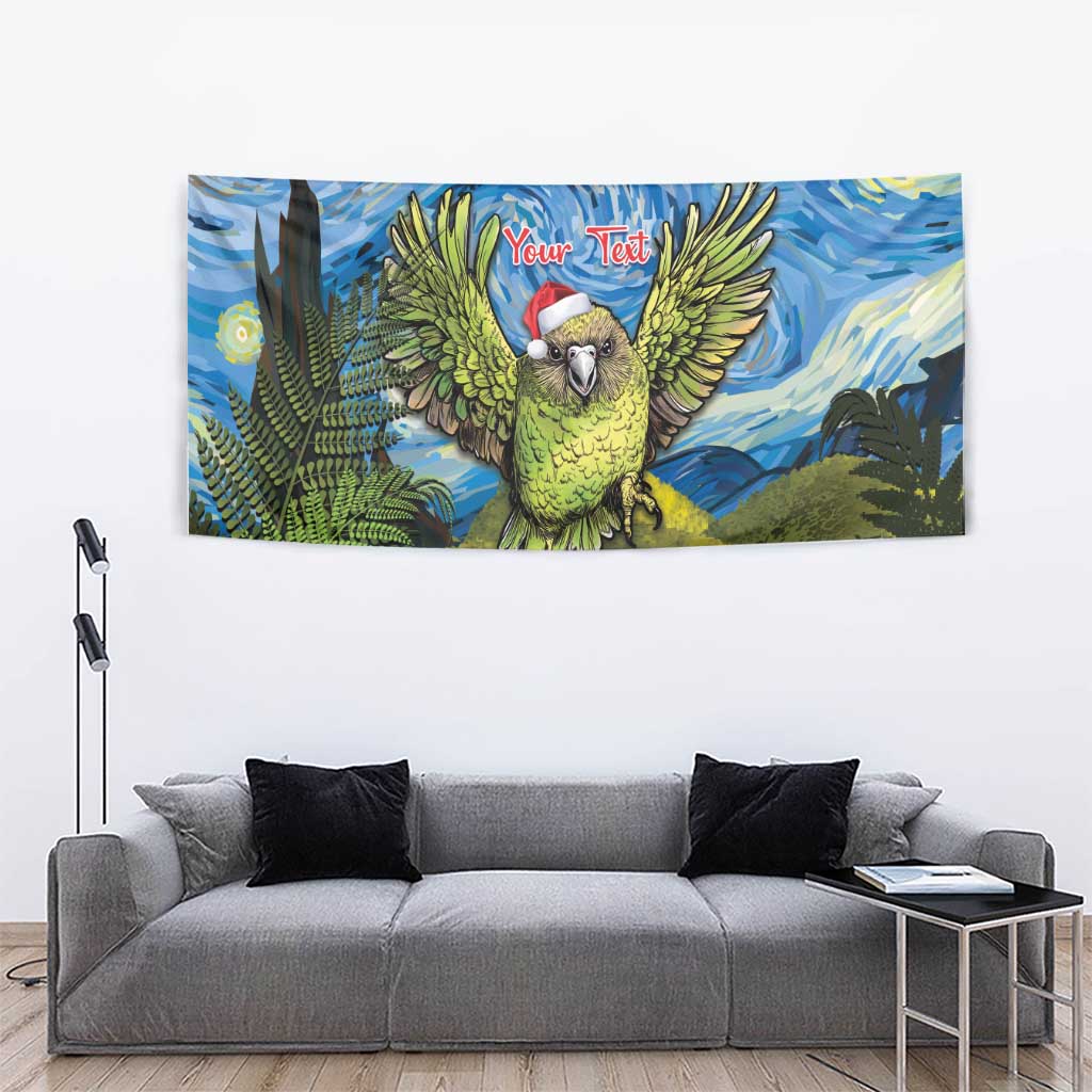 Personalised Jumping Kakapo Christmas Tapestry New Zealand Fern - Starry Night Style - Vibe Hoodie Shop