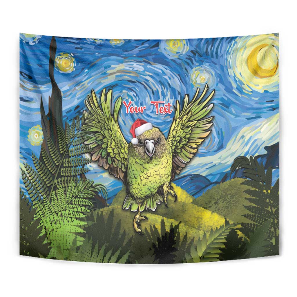 Personalised Jumping Kakapo Christmas Tapestry New Zealand Fern - Starry Night Style - Vibe Hoodie Shop