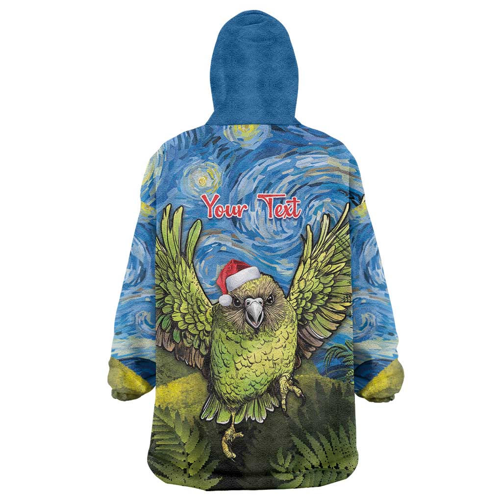 Personalised Jumping Kakapo Christmas Wearable Blanket Hoodie New Zealand Fern - Starry Night Style - Vibe Hoodie Shop