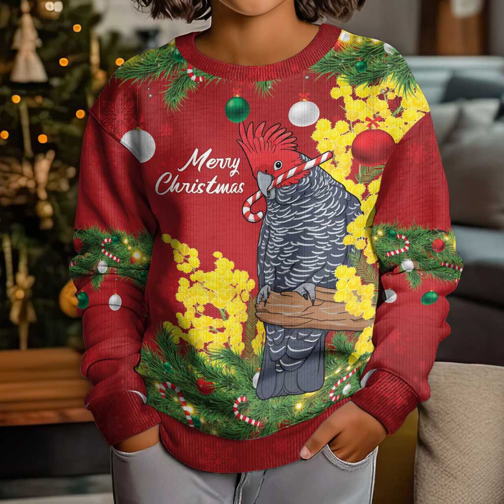 Australia Gang-gang Cockatoo Christmas Kid Ugly Christmas Sweater Callocephalon Fimbriatum Golden Wattle Red - Vibe Hoodie