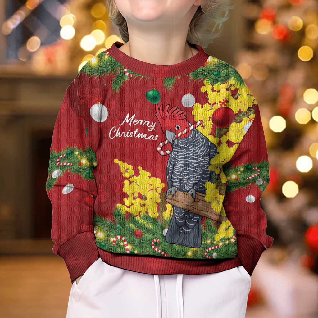 Australia Gang-gang Cockatoo Christmas Kid Ugly Christmas Sweater Callocephalon Fimbriatum Golden Wattle Red - Vibe Hoodie
