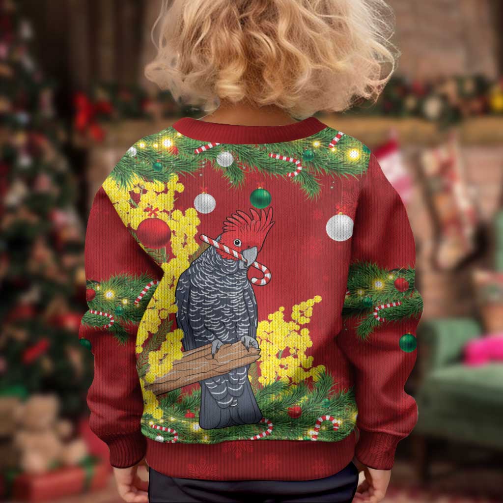 Australia Gang-gang Cockatoo Christmas Kid Ugly Christmas Sweater Callocephalon Fimbriatum Golden Wattle Red - Vibe Hoodie