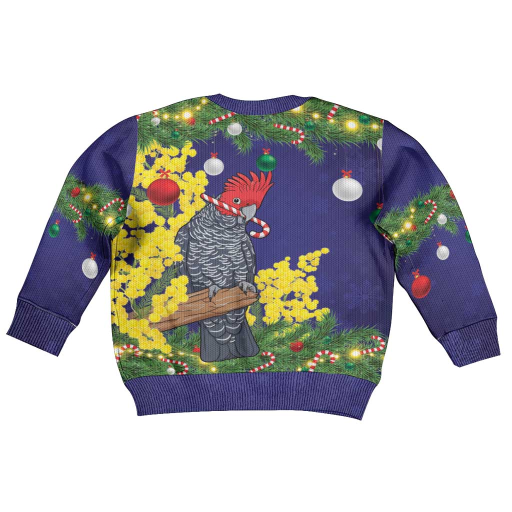 Australia Gang-gang Cockatoo Christmas Kid Ugly Christmas Sweater Callocephalon Fimbriatum Golden Wattle Blue - Vibe Hoodie
