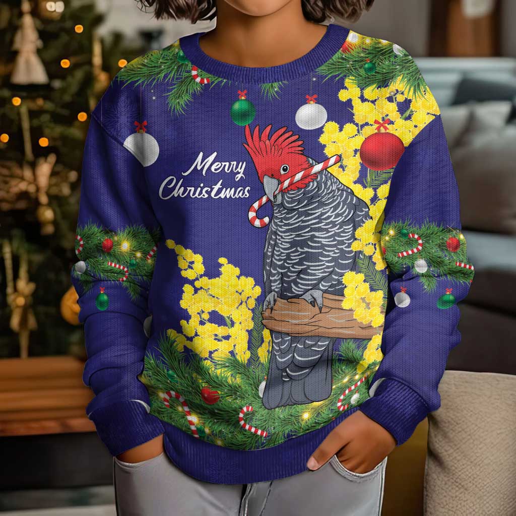 Australia Gang-gang Cockatoo Christmas Kid Ugly Christmas Sweater Callocephalon Fimbriatum Golden Wattle Blue - Vibe Hoodie