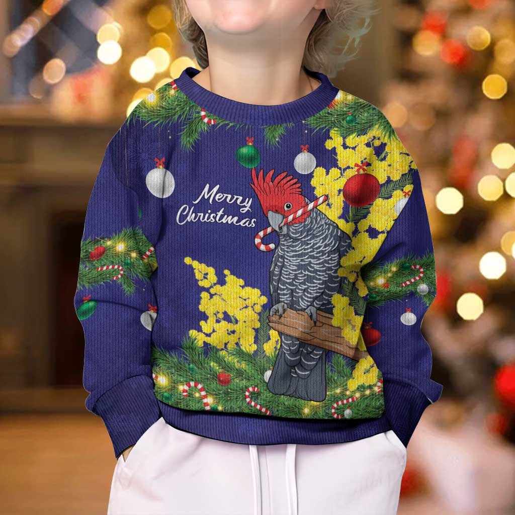 Australia Gang-gang Cockatoo Christmas Kid Ugly Christmas Sweater Callocephalon Fimbriatum Golden Wattle Blue - Vibe Hoodie