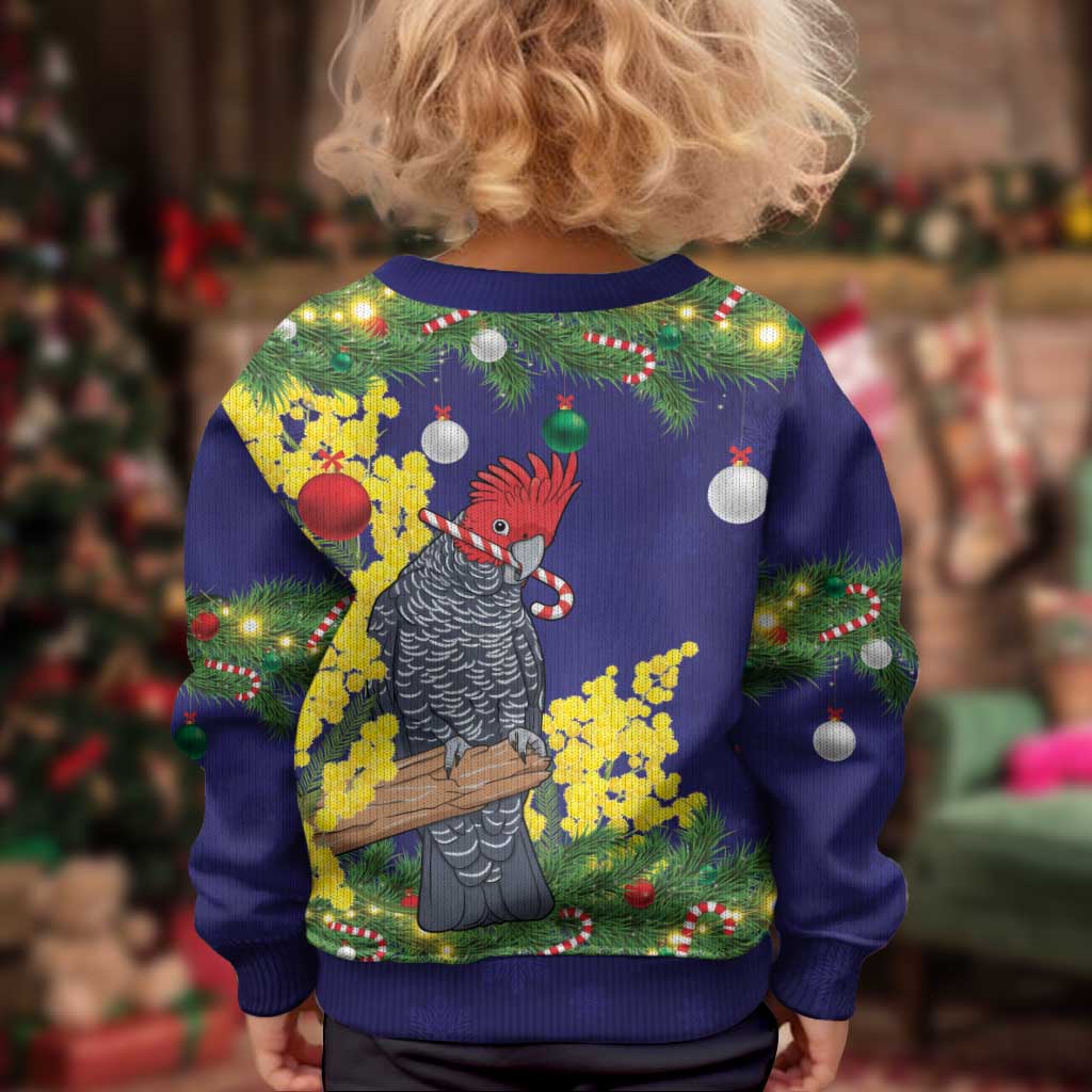 Australia Gang-gang Cockatoo Christmas Kid Ugly Christmas Sweater Callocephalon Fimbriatum Golden Wattle Blue - Vibe Hoodie
