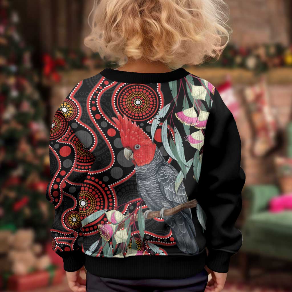 Gang-gang Cockatoo Australia Kid Ugly Christmas Sweater Eucalyptus Blossoms Aboriginal Art - Vibe Hoodie