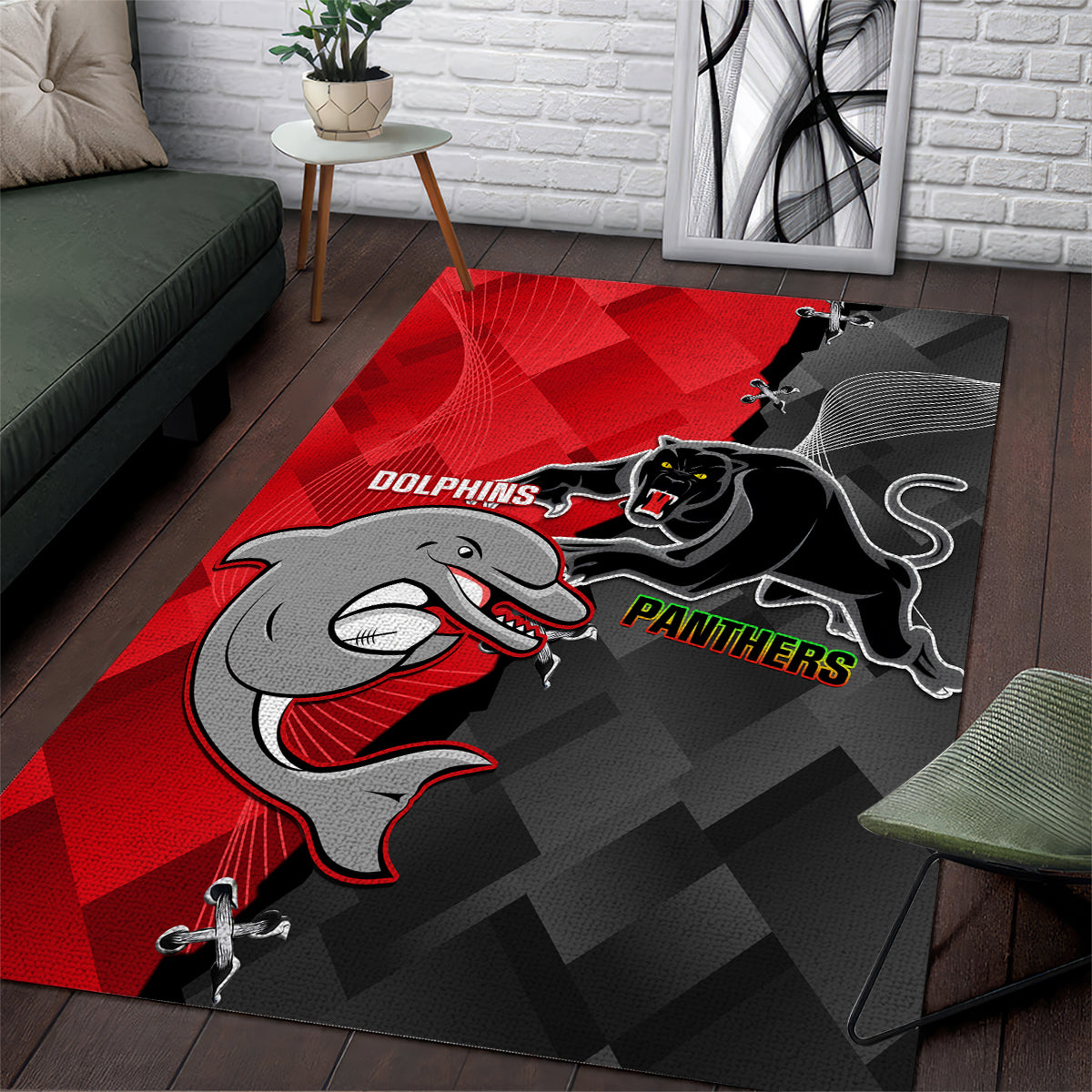 Panthers And Dolphins Area Rug Sporty Version - Vibe Hoodie Shop