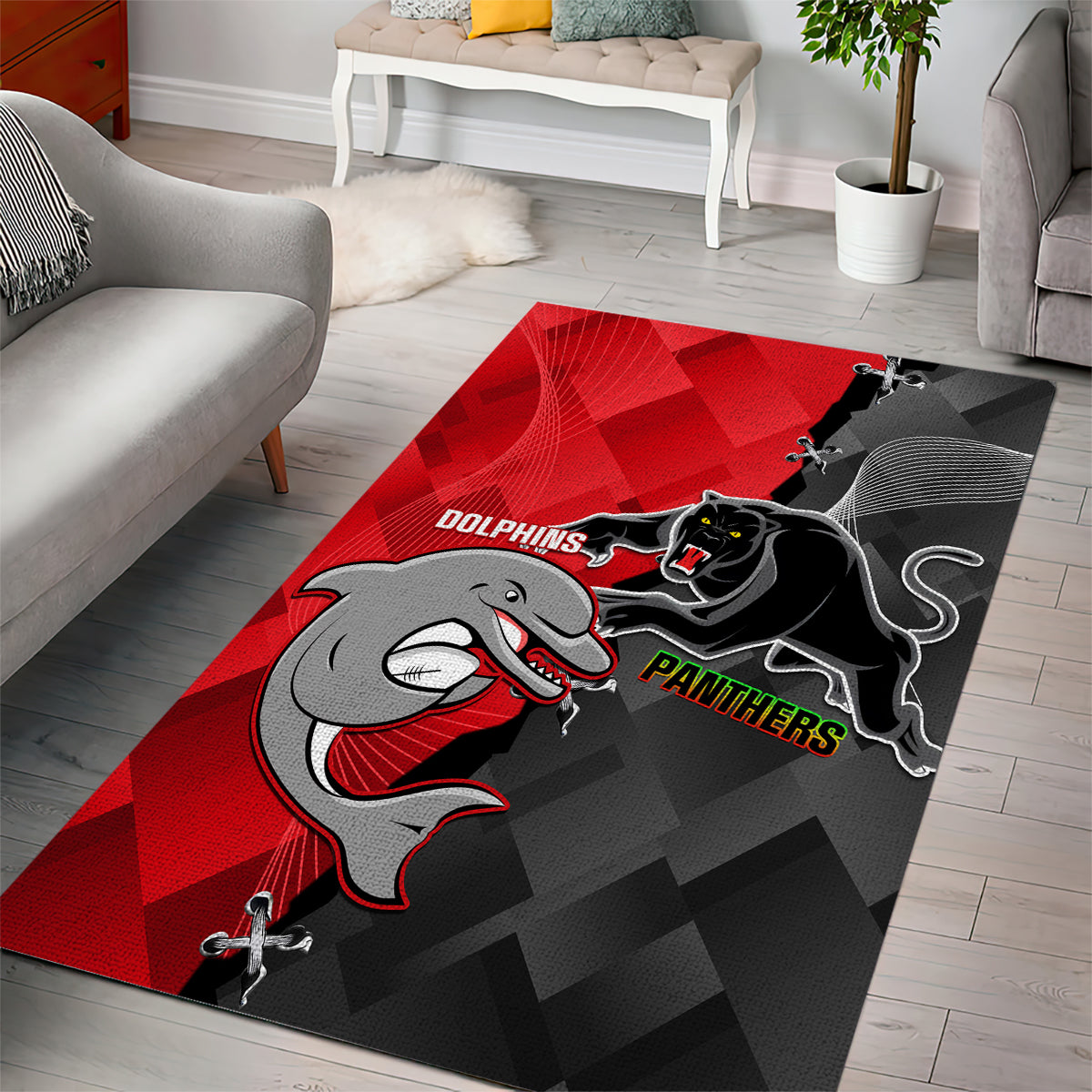 Panthers And Dolphins Area Rug Sporty Version - Vibe Hoodie Shop