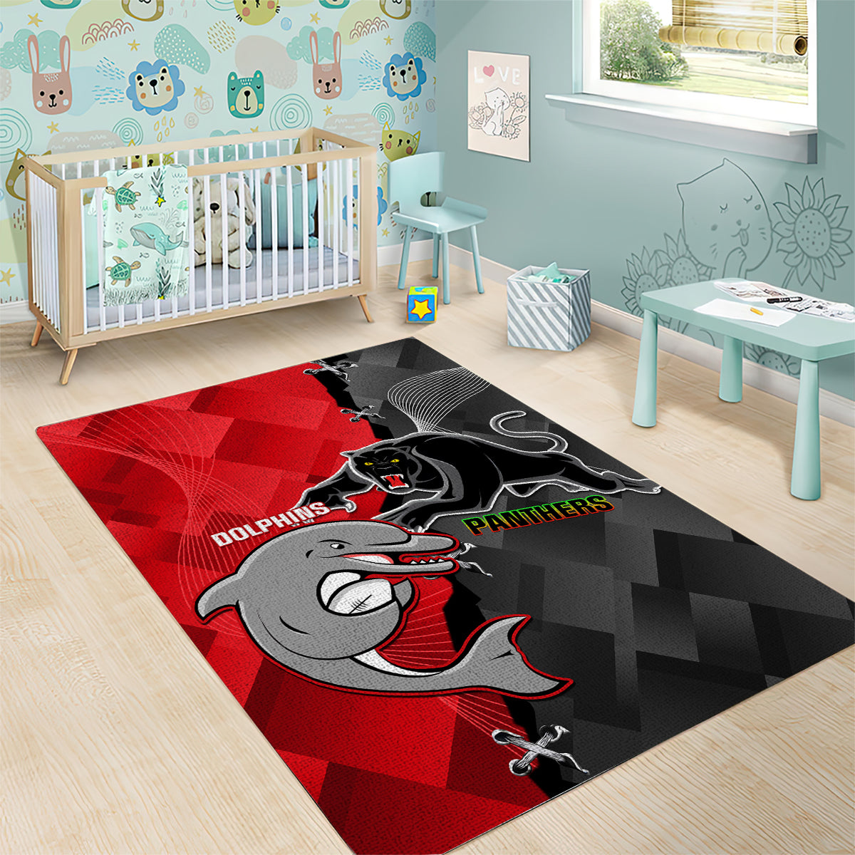 Panthers And Dolphins Area Rug Sporty Version - Vibe Hoodie Shop