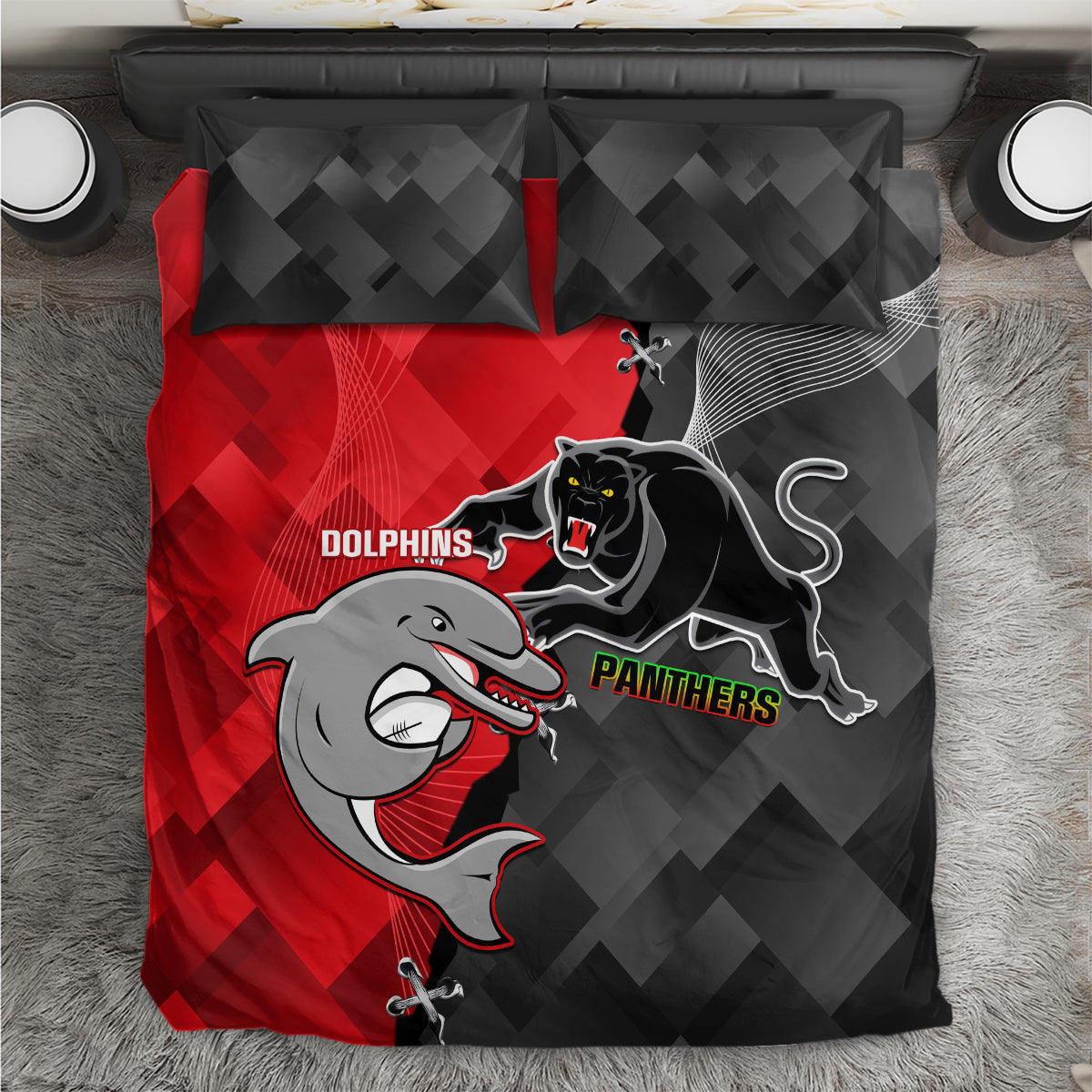 Panthers And Dolphins Bedding Set Sporty Version - Vibe Hoodie Shop