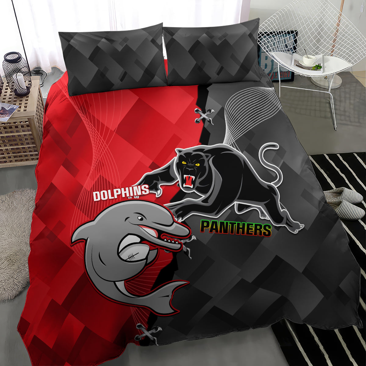 Panthers And Dolphins Bedding Set Sporty Version - Vibe Hoodie Shop