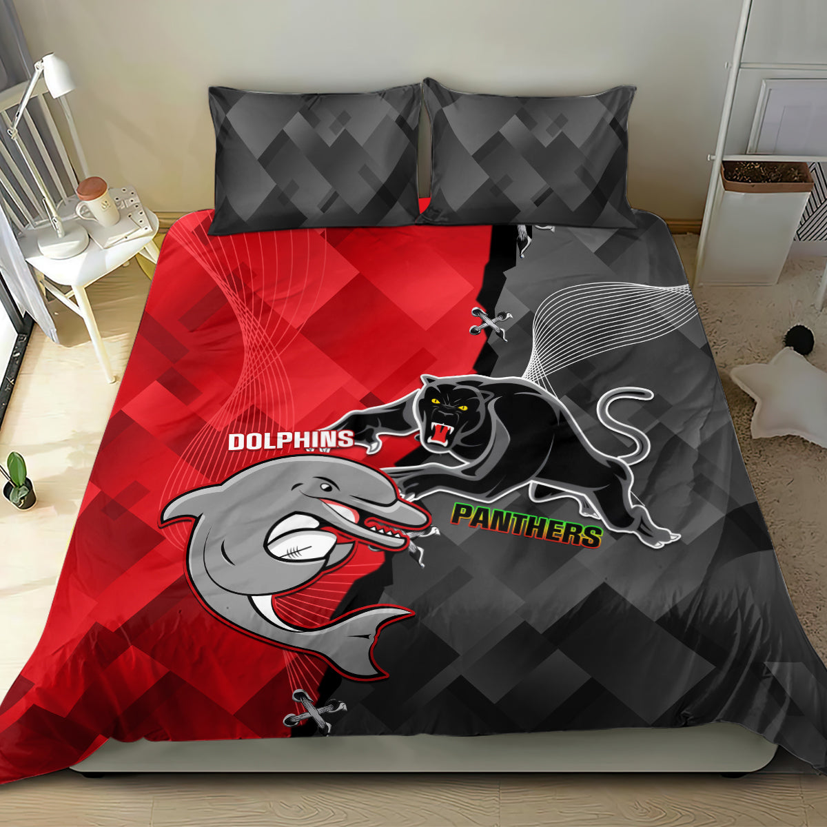 Panthers And Dolphins Bedding Set Sporty Version - Vibe Hoodie Shop