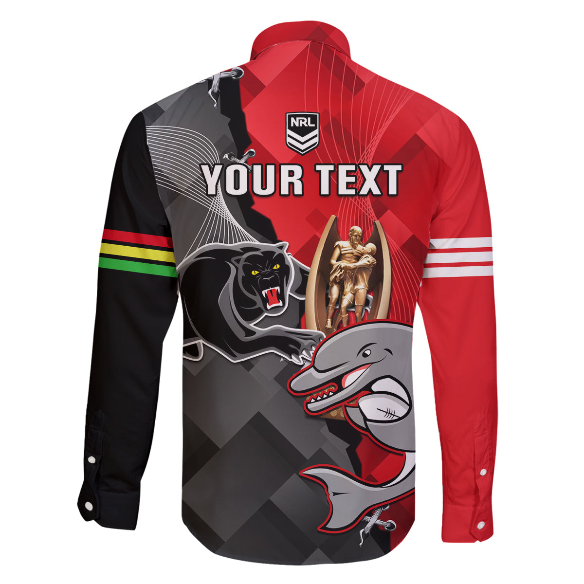 personalised-panthers-and-dolphins-family-matching-off-shoulder-long-sleeve-dress-and-hawaiian-shirt-sporty-version