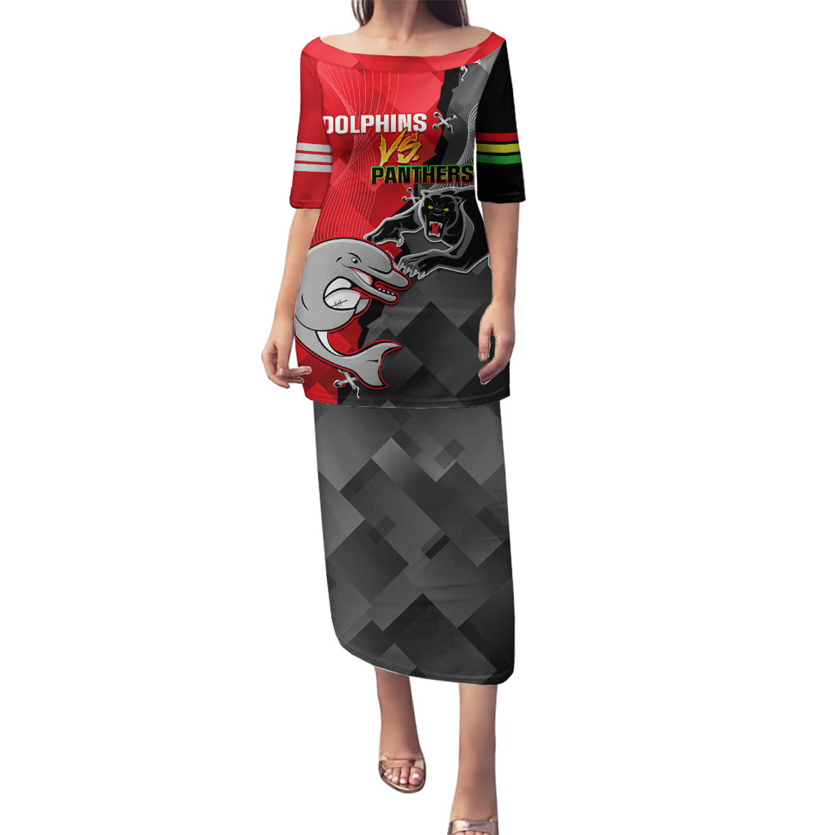 personalised-panthers-and-dolphins-family-matching-puletasi-dress-and-hawaiian-shirt-sporty-version