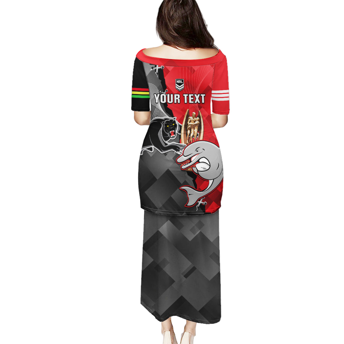 personalised-panthers-and-dolphins-family-matching-puletasi-dress-and-hawaiian-shirt-sporty-version