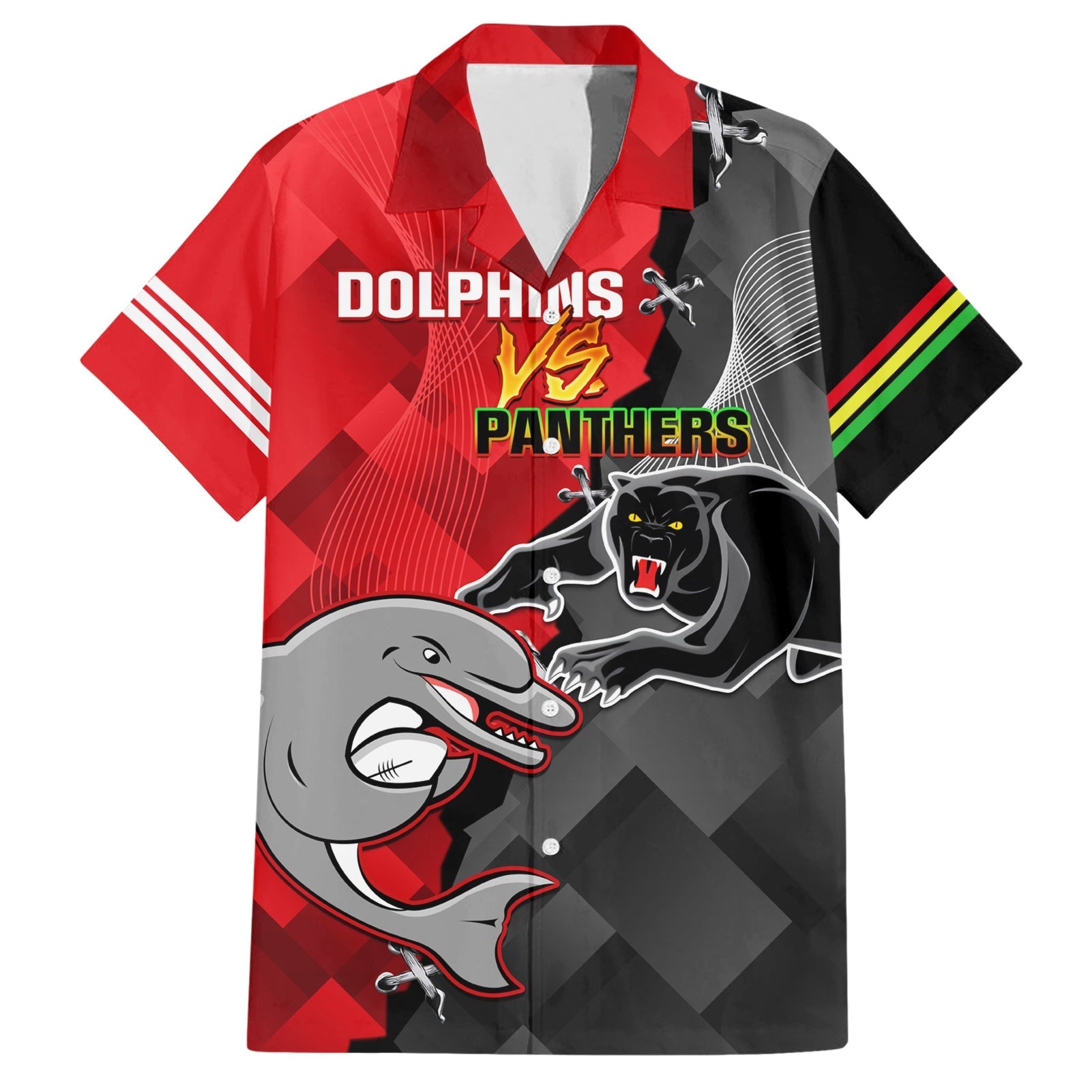 Personalised Panthers And Dolphins Hawaiian Shirt Sporty Version - Vibe Hoodie Shop