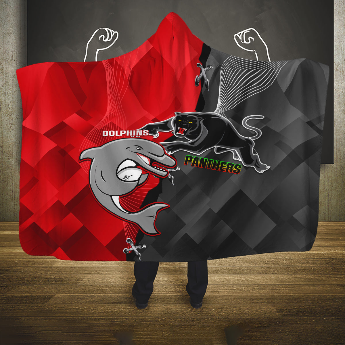 personalised-panthers-and-dolphins-hooded-blanket-sporty-version
