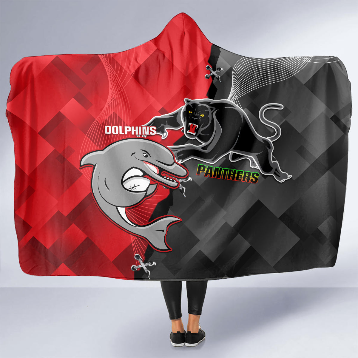 personalised-panthers-and-dolphins-hooded-blanket-sporty-version