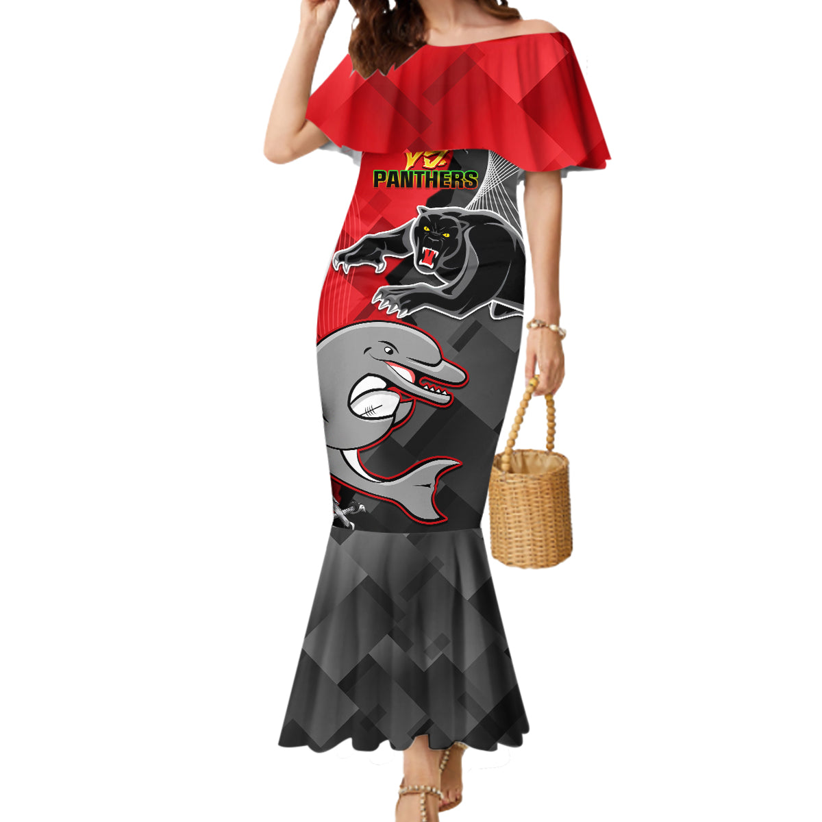 personalised-panthers-and-dolphins-mermaid-dress-sporty-version