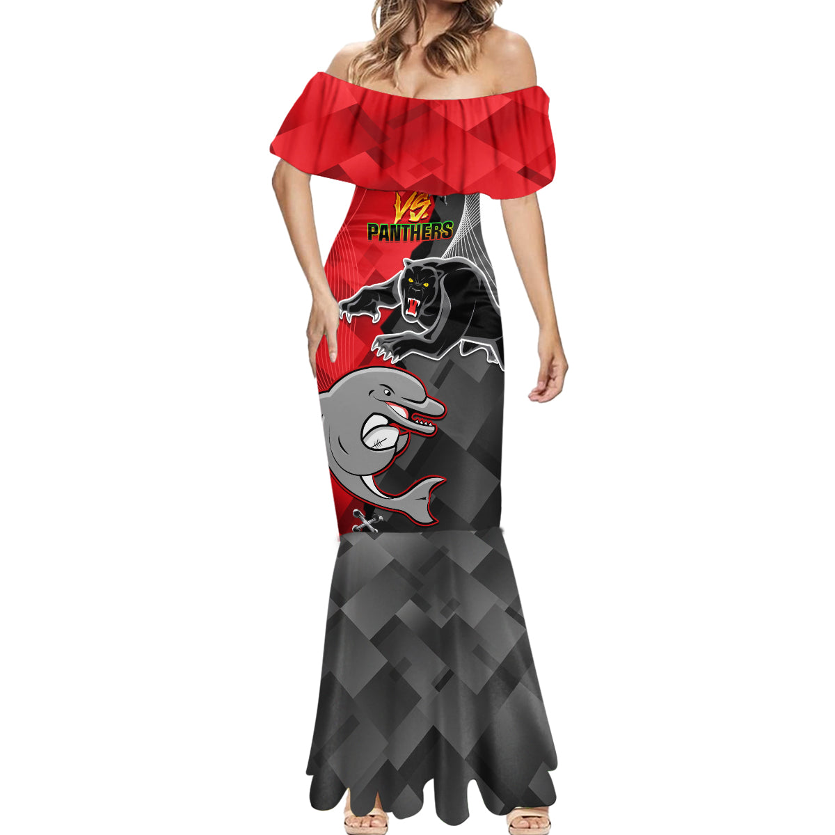 personalised-panthers-and-dolphins-mermaid-dress-sporty-version
