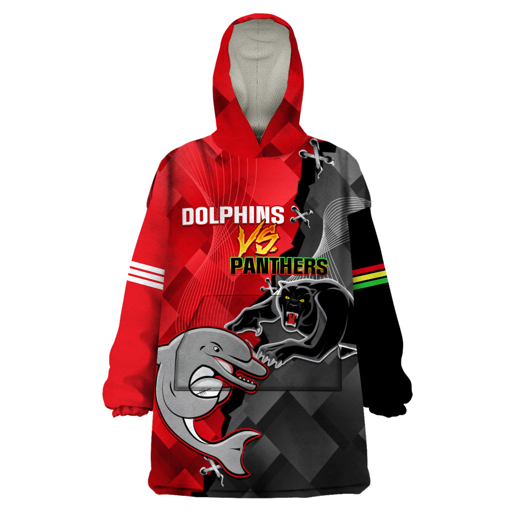 Personalised Panthers And Dolphins Wearable Blanket Hoodie Sporty Version - Vibe Hoodie Shop