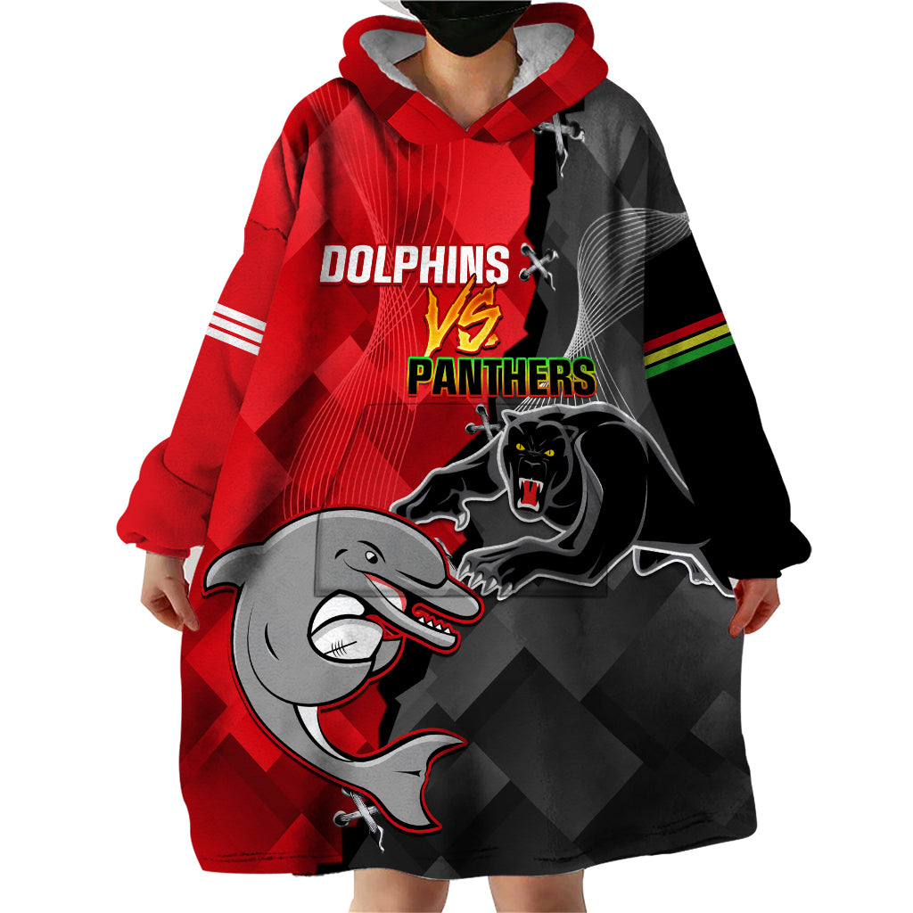 Personalised Panthers And Dolphins Wearable Blanket Hoodie Sporty Version - Vibe Hoodie Shop