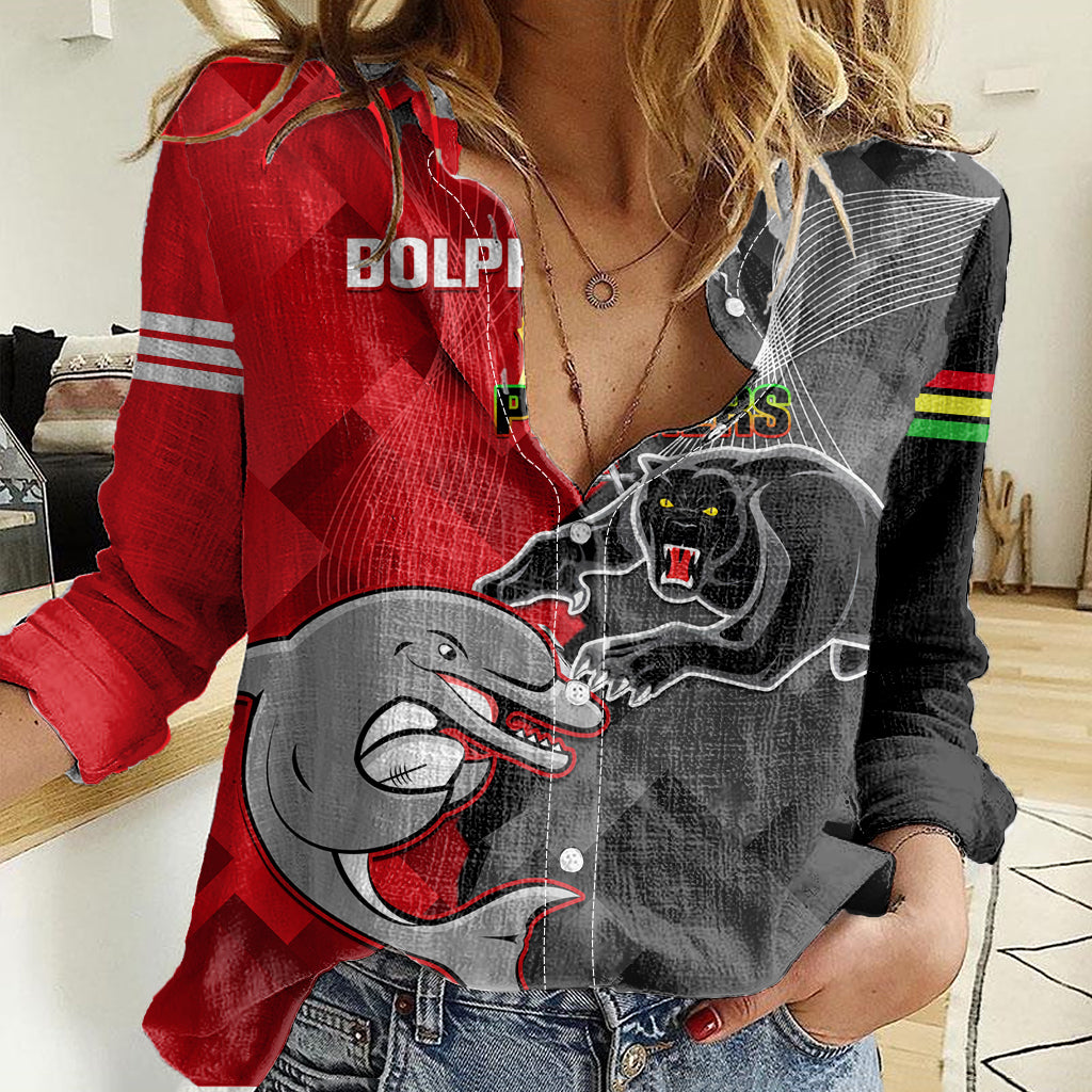 Personalised Panthers And Dolphins Women Casual Shirt Sporty Version - Vibe Hoodie Shop