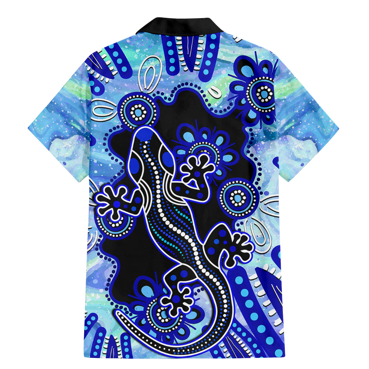 australia-family-matching-mermaid-dress-and-hawaiian-shirt-aussie-opal-pattern-with-lizard-aboriginal-art-turquoise