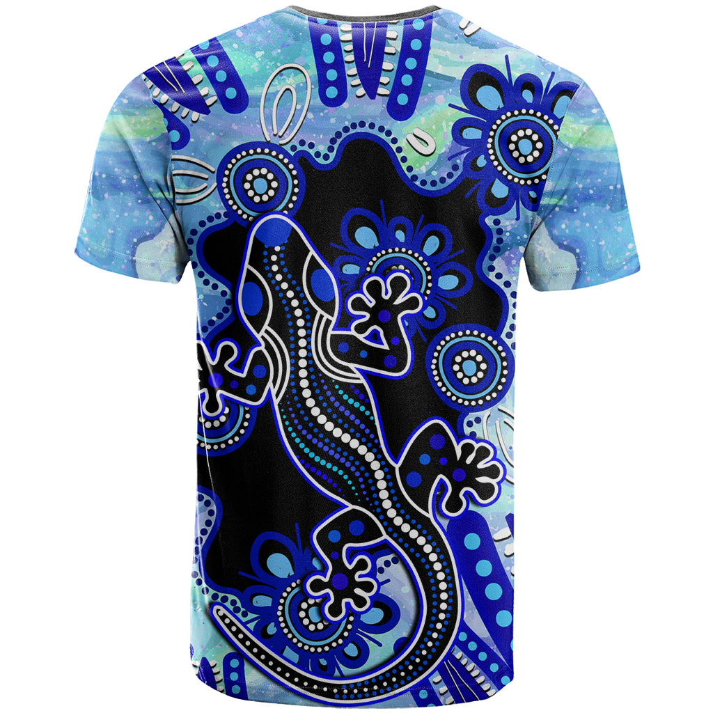 Australia T Shirt Aussie Opal Pattern With Lizard Aboriginal Art - Turquoise - Vibe Hoodie Shop