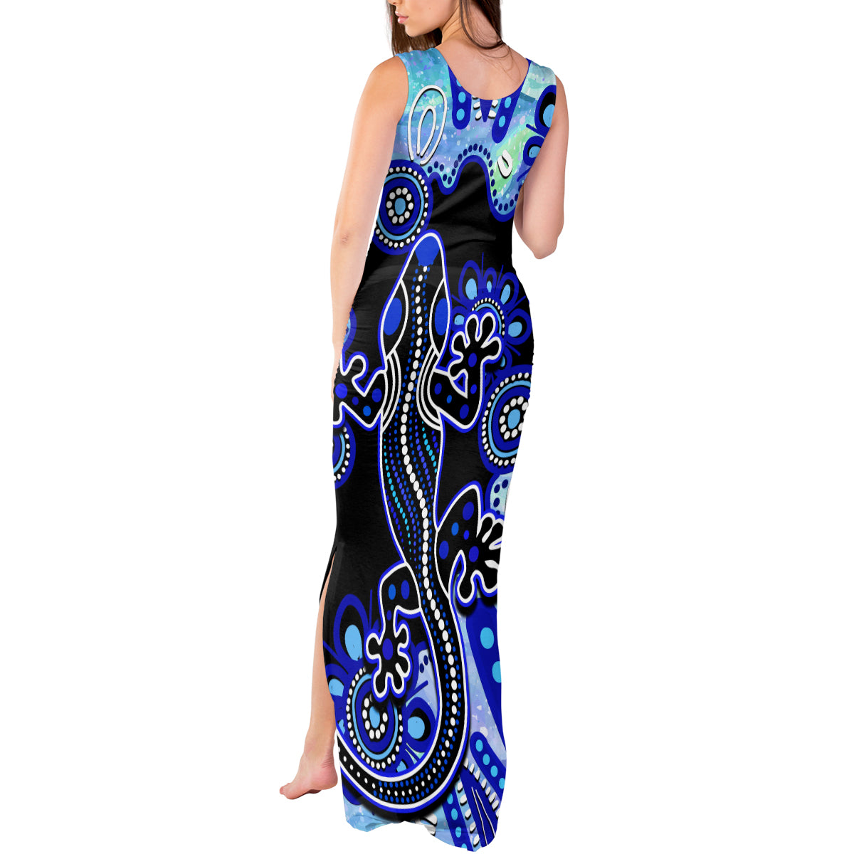 australia-tank-maxi-dress-aussie-opal-pattern-with-lizard-aboriginal-art-turquoise