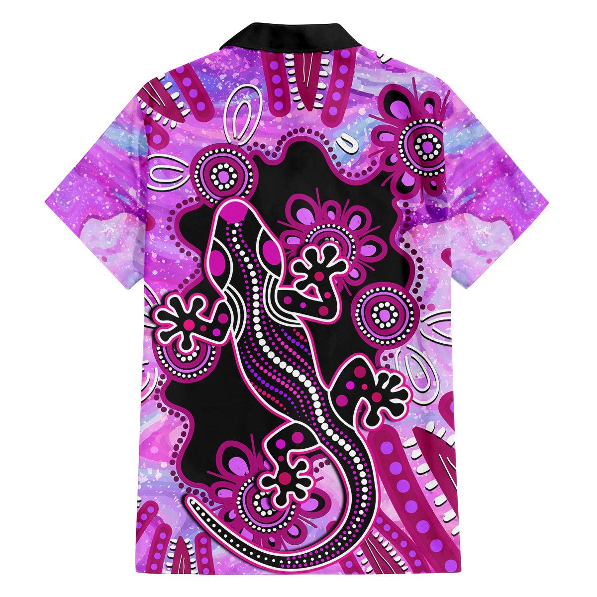 australia-family-matching-long-sleeve-bodycon-dress-and-hawaiian-shirt-aussie-opal-pattern-with-lizard-aboriginal-art-pink