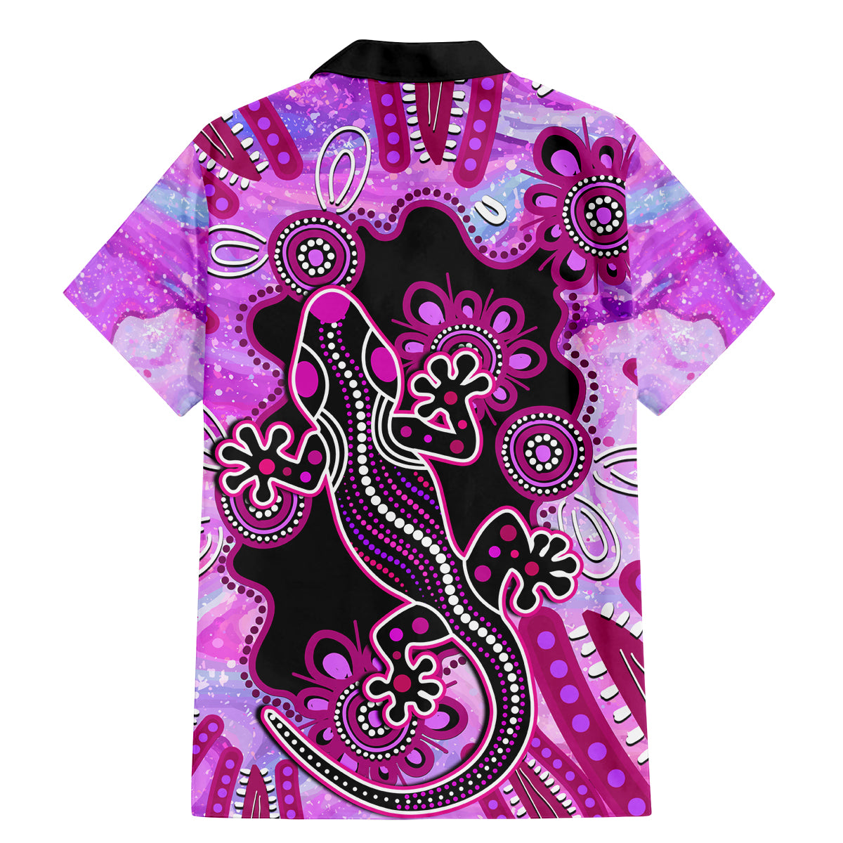 australia-family-matching-mermaid-dress-and-hawaiian-shirt-aussie-opal-pattern-with-lizard-aboriginal-art-pink