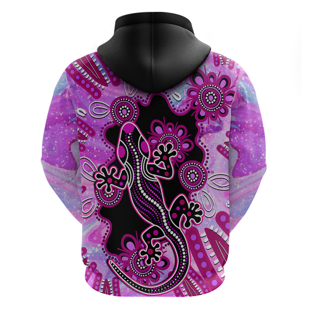 Australia Hoodie Aussie Opal Pattern With Lizard Aboriginal Art - Pink - Vibe Hoodie Shop