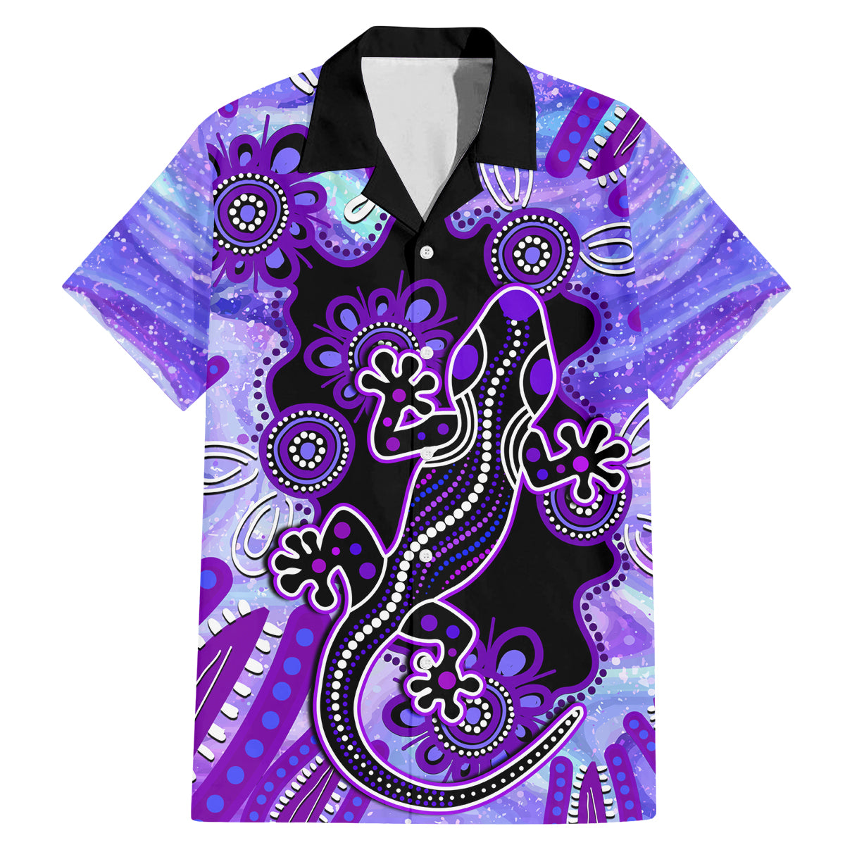 australia-opal-family-matching-mermaid-dress-and-hawaiian-shirt-aussie-lizard-with-aboriginal-art-purple