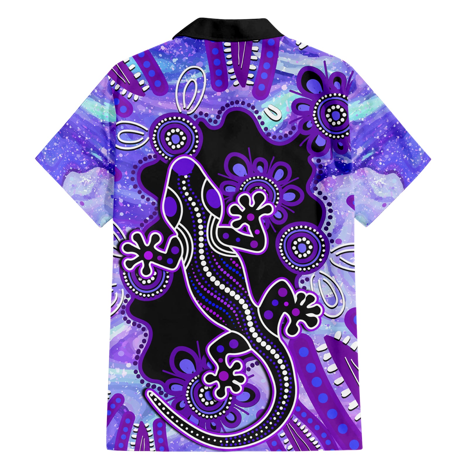 Australia Opal Hawaiian Shirt Aussie Lizard With Aboriginal Art - Purple - Vibe Hoodie Shop
