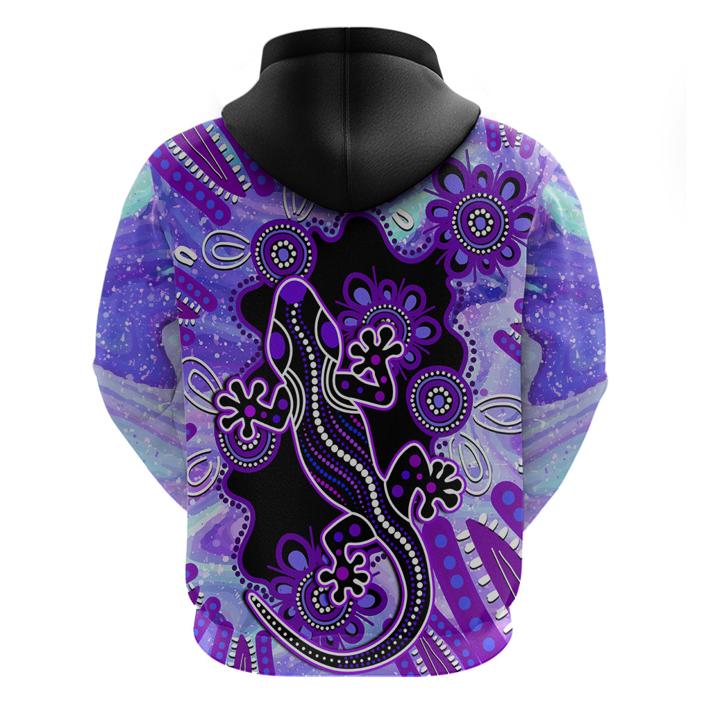 Australia Opal Hoodie Aussie Lizard With Aboriginal Art - Purple - Vibe Hoodie Shop