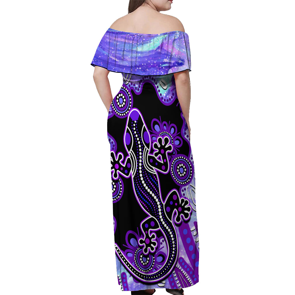 australia-opal-off-shoulder-maxi-dress-aussie-lizard-with-aboriginal-art-purple