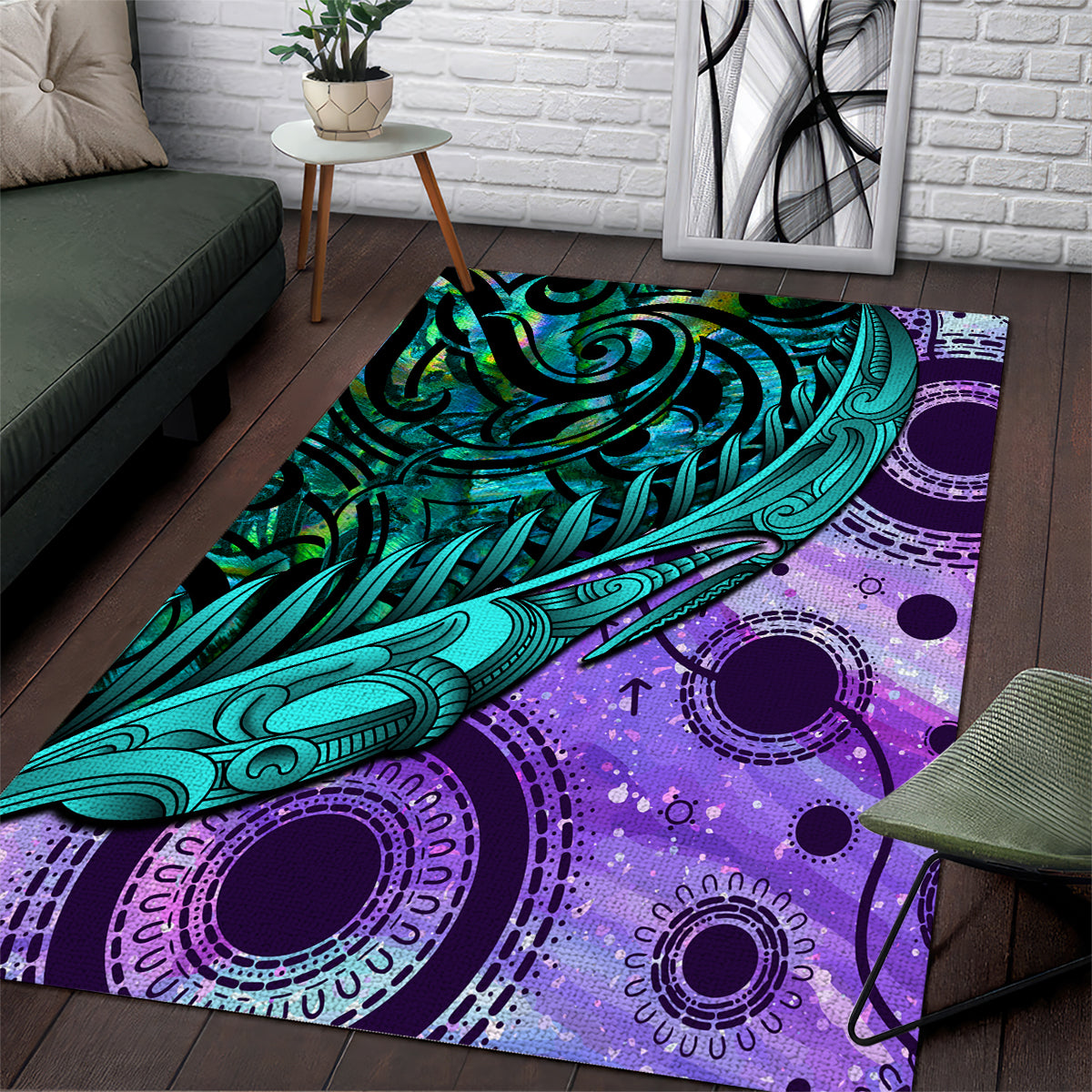 New Zealand Paua Shell With Australia Opal Unique Combine Area Rug - Vibe Hoodie Shop