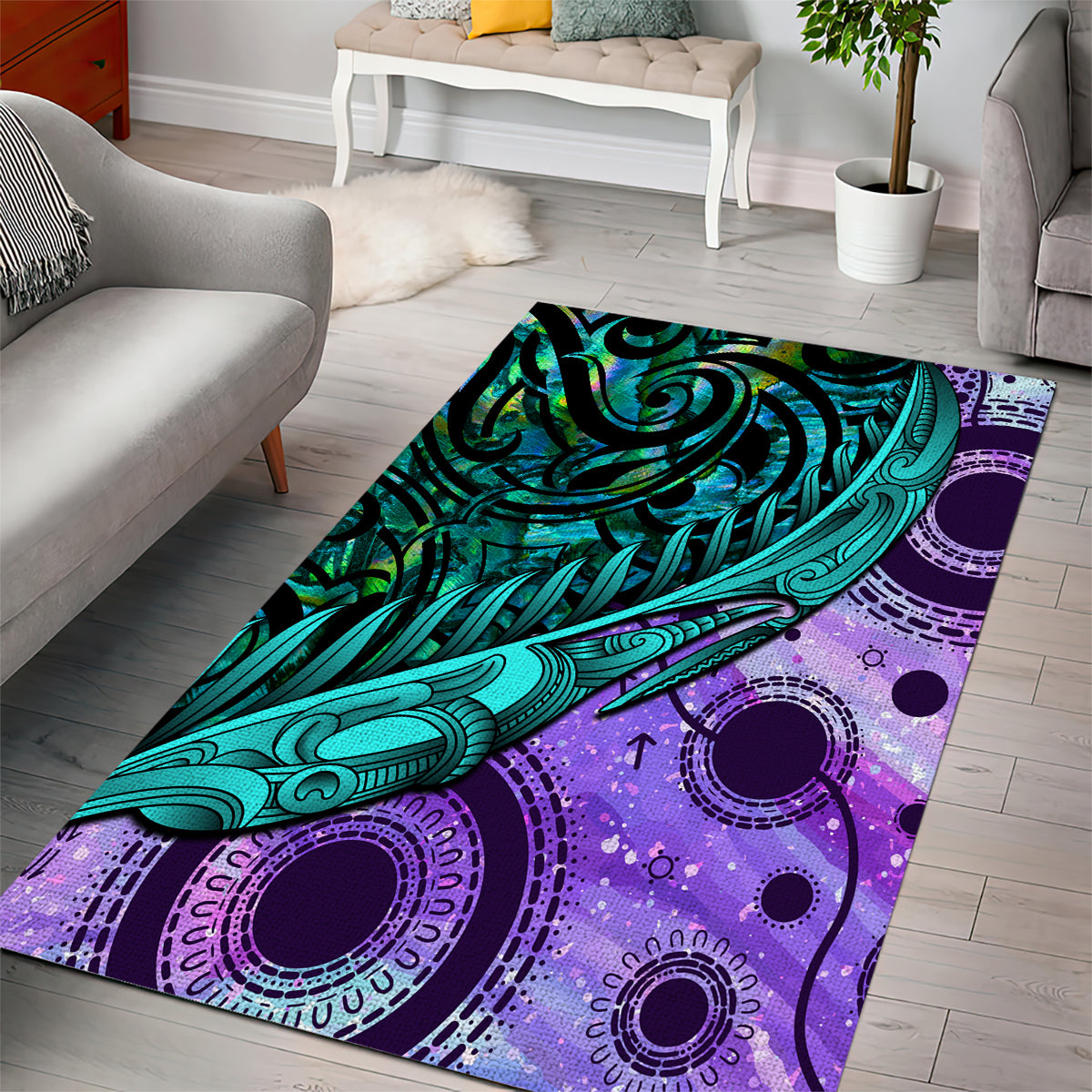 New Zealand Paua Shell With Australia Opal Unique Combine Area Rug - Vibe Hoodie Shop