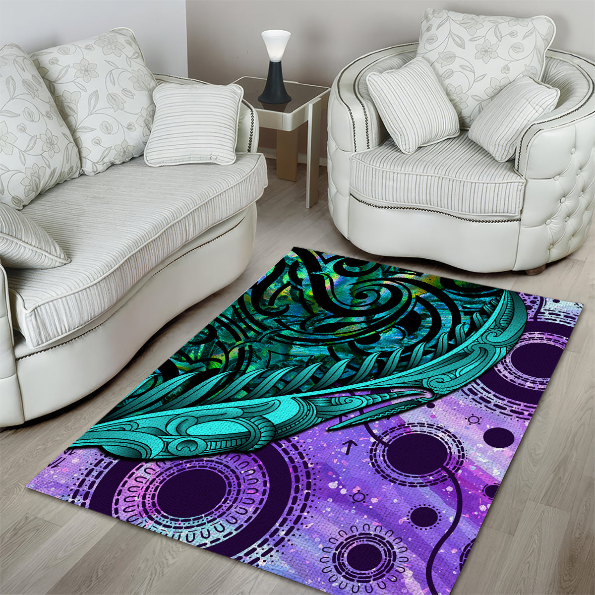 New Zealand Paua Shell With Australia Opal Unique Combine Area Rug - Vibe Hoodie Shop